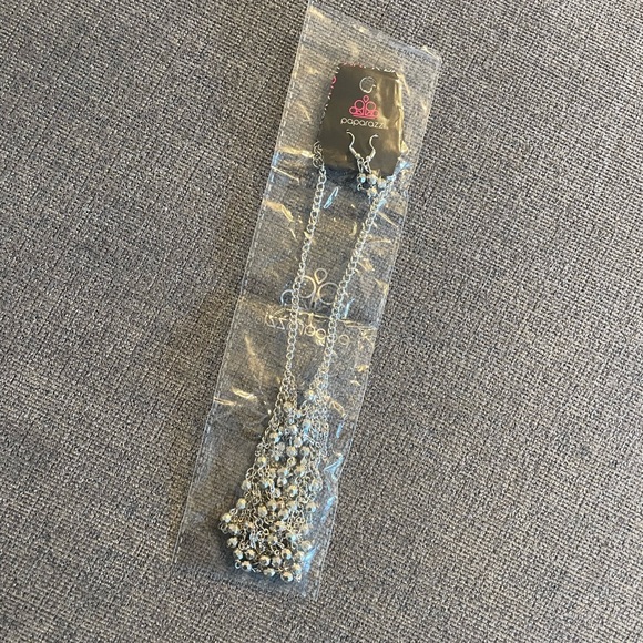 Silver Chandelier Looking Earring and Necklace Set - Picture 4 of 4